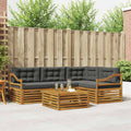 Outdoor-Sofagarnitur mit Kissen 5 pcs Natur und Anthrazit