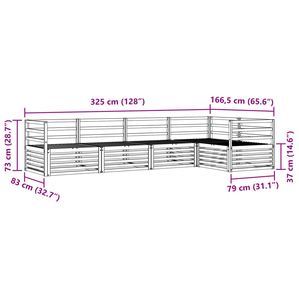 Outdoor-Sofagarnitur 5 pcs Natur
