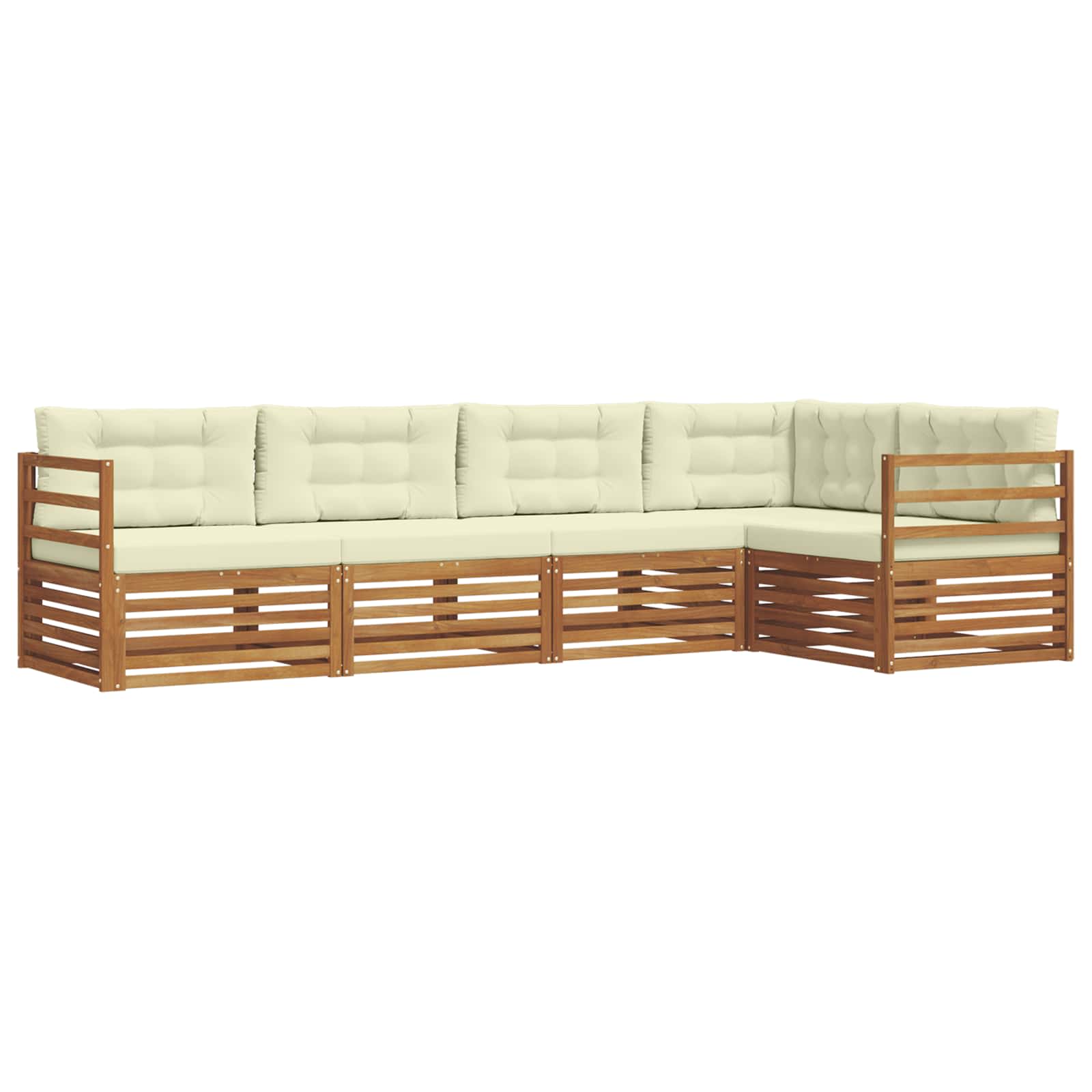 Outdoor-Sofagarnitur mit Kissen 5 pcs Natur und Creme