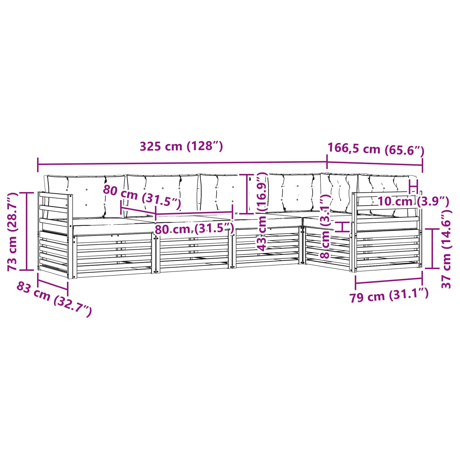 Outdoor-Sofagarnitur mit Kissen 5 pcs Natur und Creme