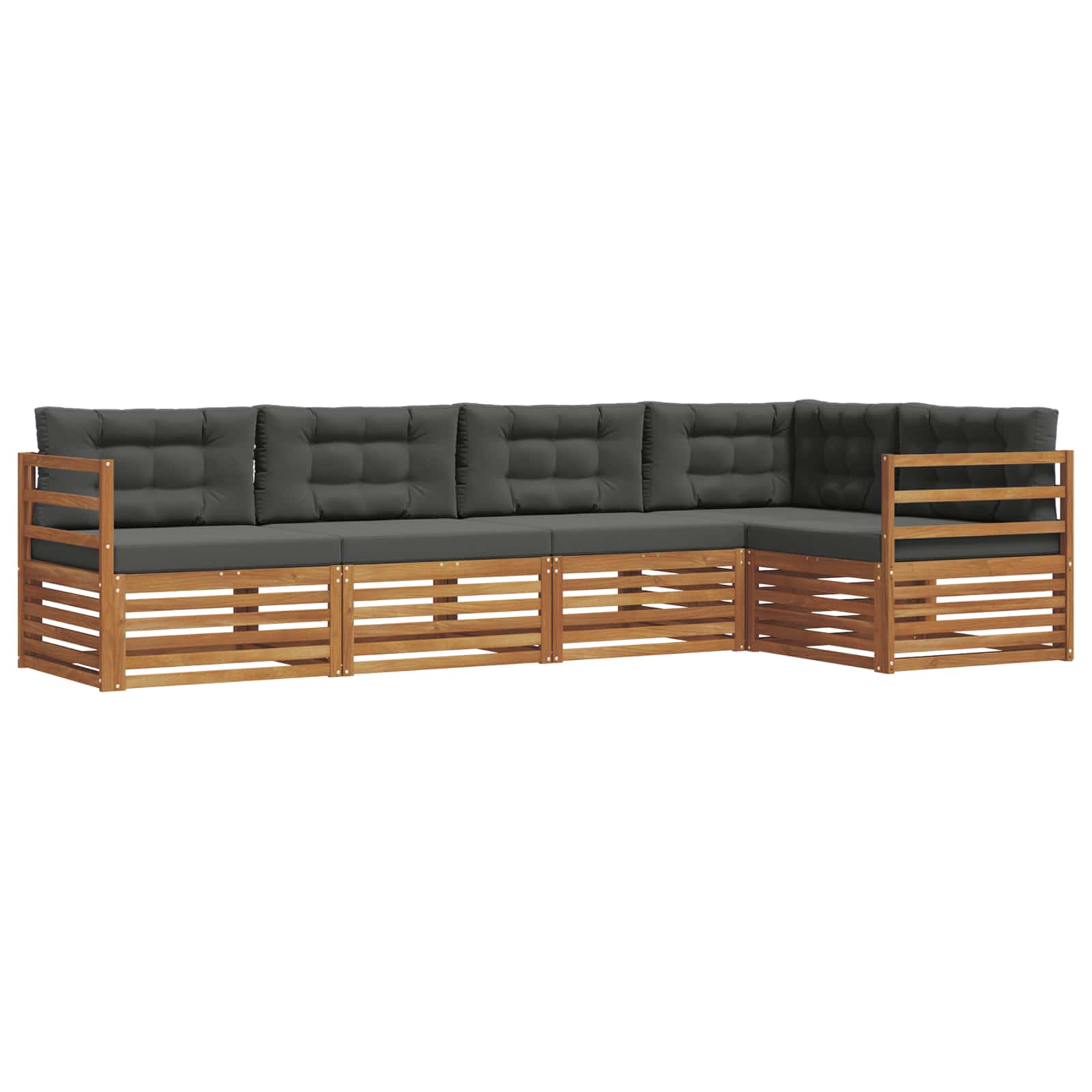 Outdoor-Sofagarnitur mit Kissen 5 pcs Natur und Anthrazit