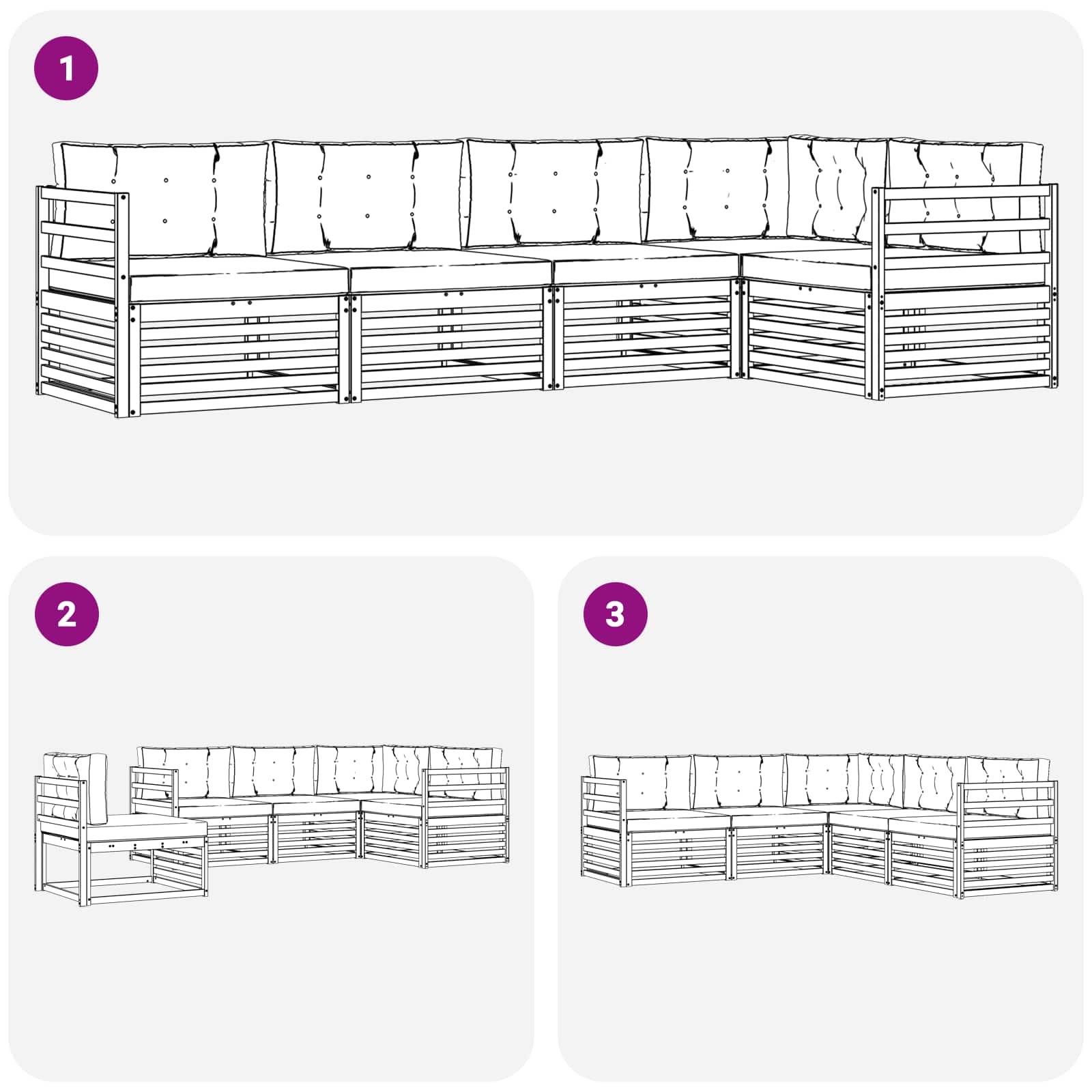 Outdoor-Sofagarnitur mit Kissen 5 pcs Natur und Beige