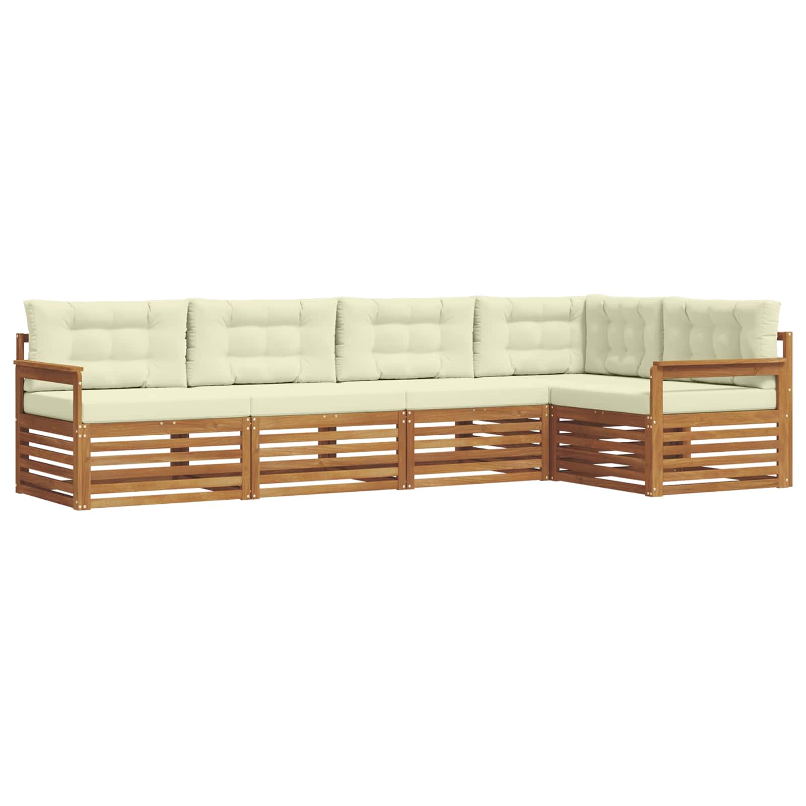 Outdoor-Sofagarnitur mit Kissen 5 pcs Natur und Creme