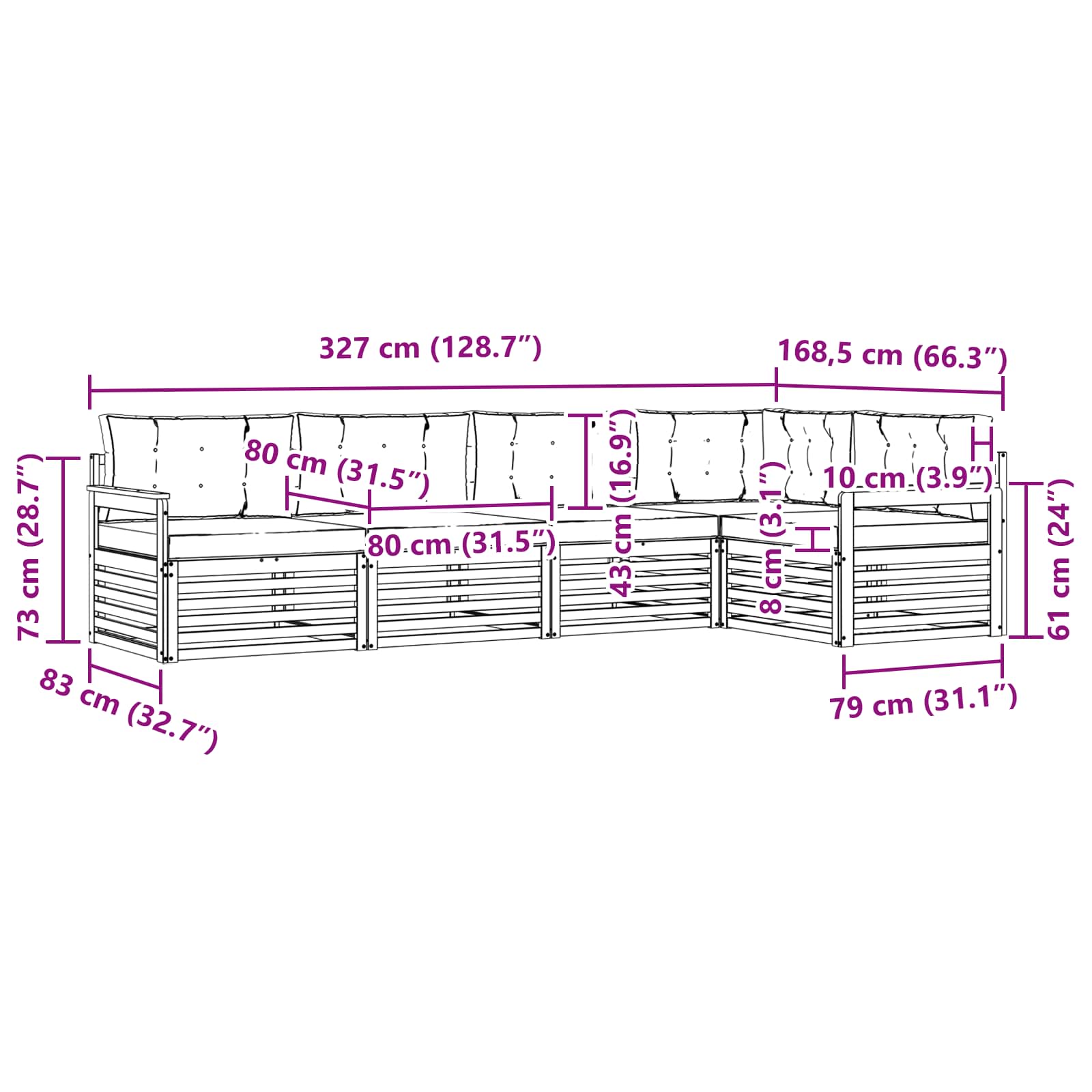 Outdoor-Sofagarnitur mit Kissen 5 pcs Natur und Creme