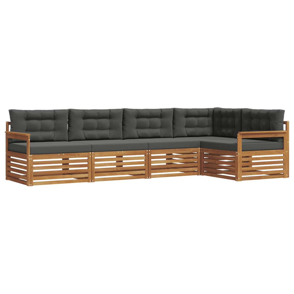 Outdoor-Sofagarnitur mit Kissen 5 pcs Natur und Anthrazit