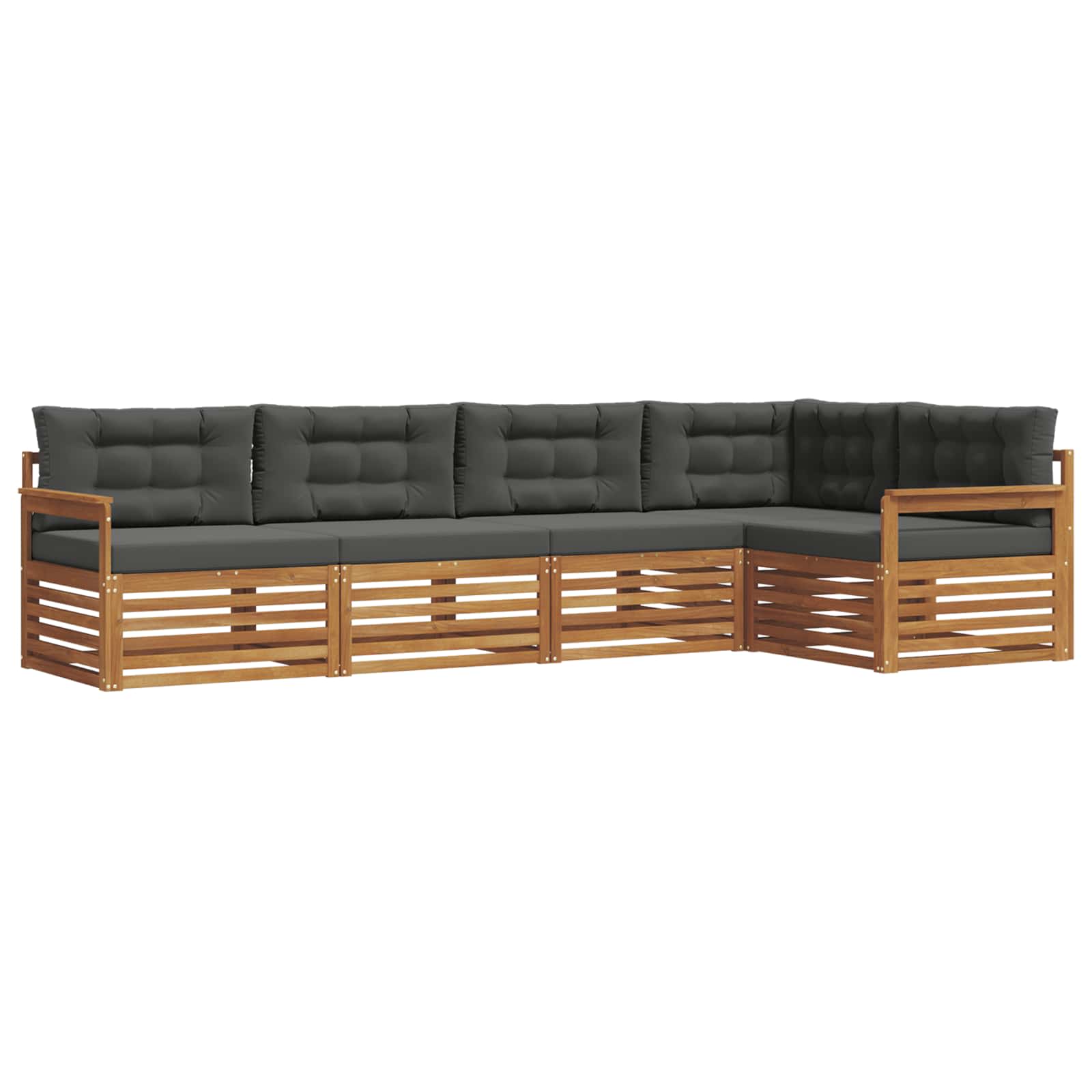 Outdoor-Sofagarnitur mit Kissen 5 pcs Natur und Anthrazit