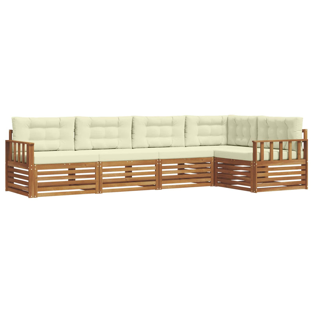 Outdoor-Sofagarnitur mit Kissen 5 pcs Natur und Creme