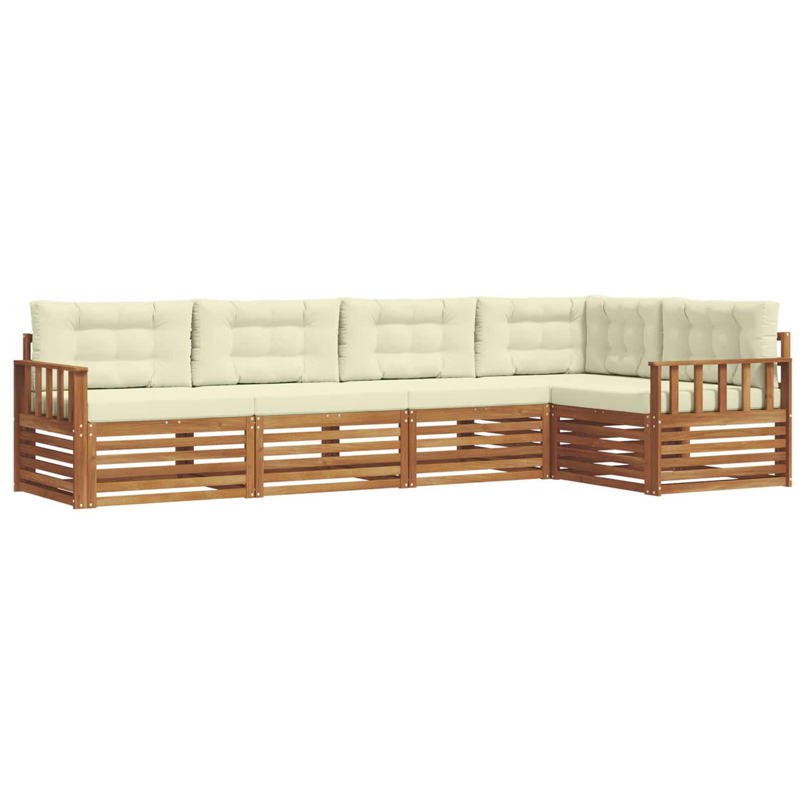 Outdoor-Sofagarnitur mit Kissen 5 pcs Natur und Creme