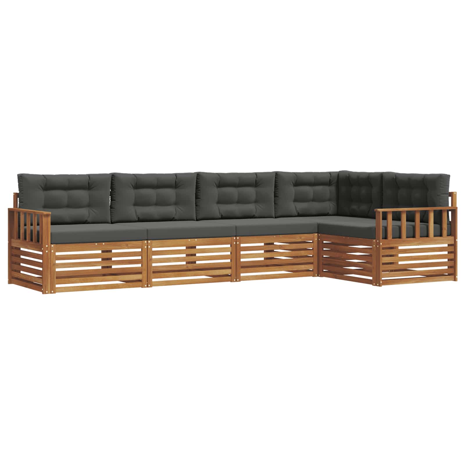 Outdoor-Sofagarnitur mit Kissen 5 pcs Natur und Anthrazit