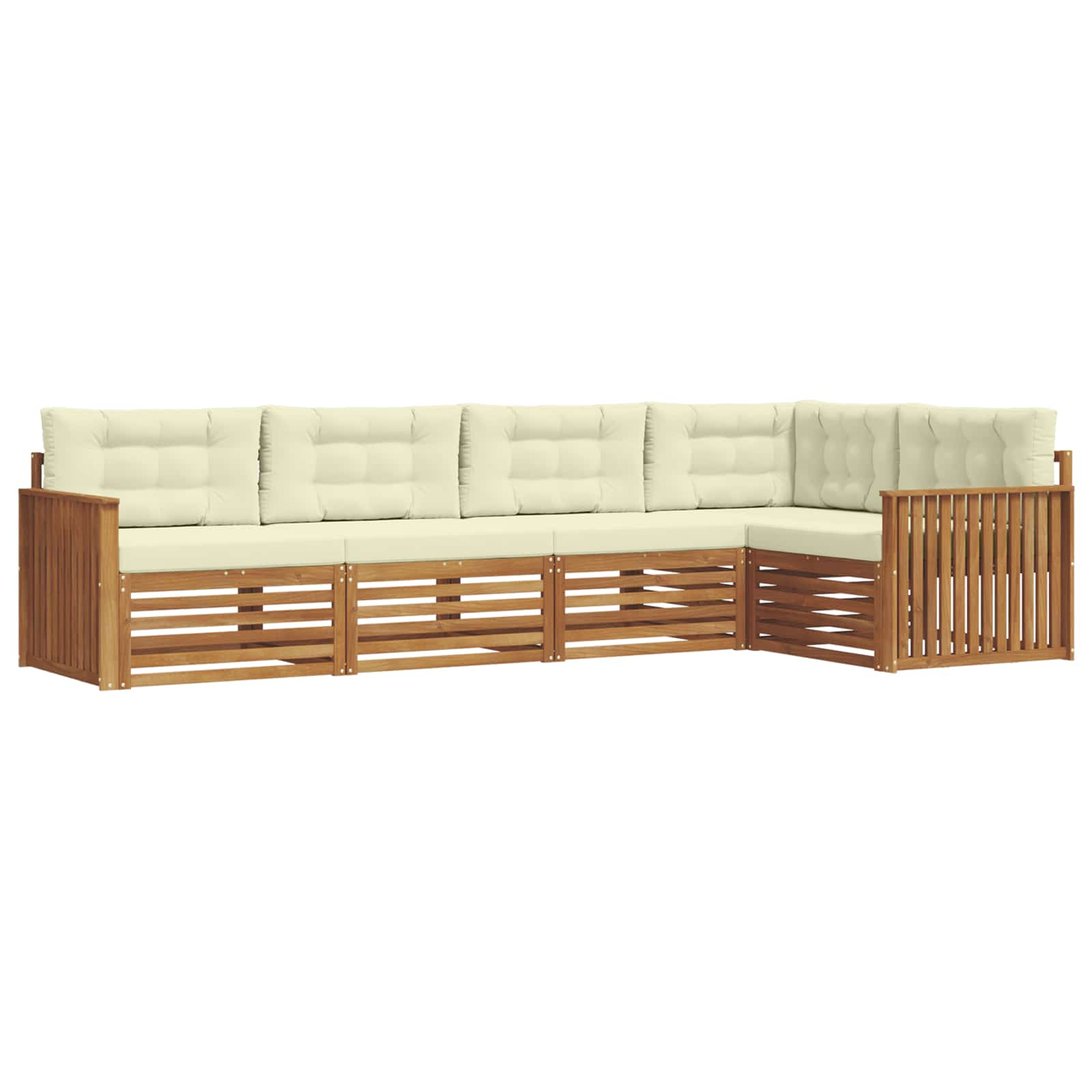Outdoor-Sofagarnitur mit Kissen 5 pcs Natur und Creme