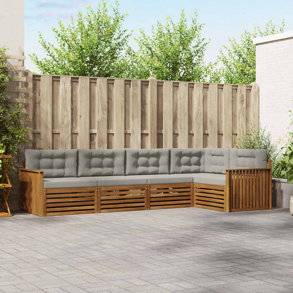 Outdoor-Sofagarnitur mit Kissen 5 pcs Natürlich und Hellgrau