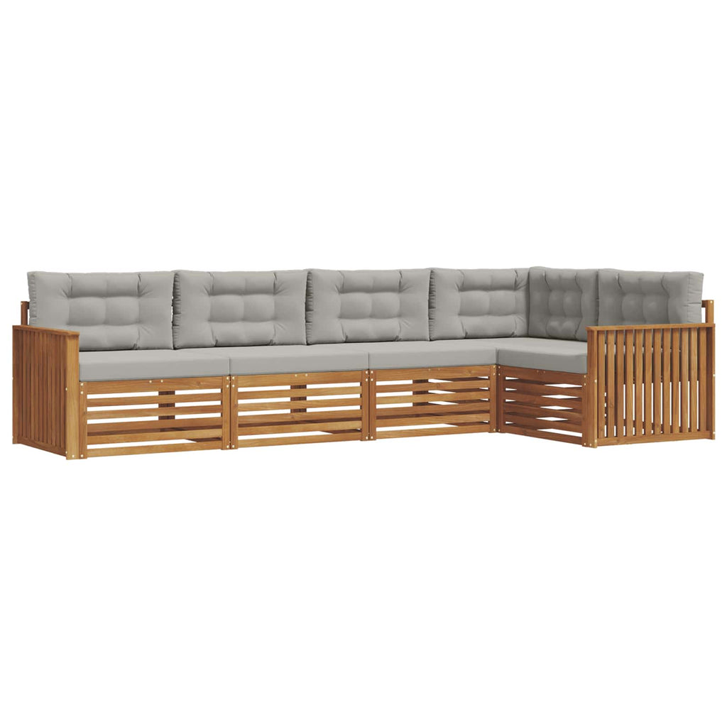 Outdoor-Sofagarnitur mit Kissen 5 pcs Natürlich und Hellgrau