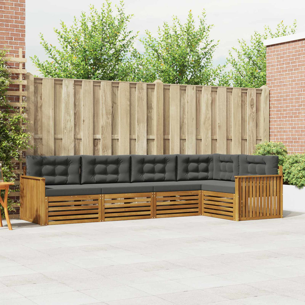 Outdoor-Sofagarnitur mit Kissen 5 pcs Natur und Anthrazit