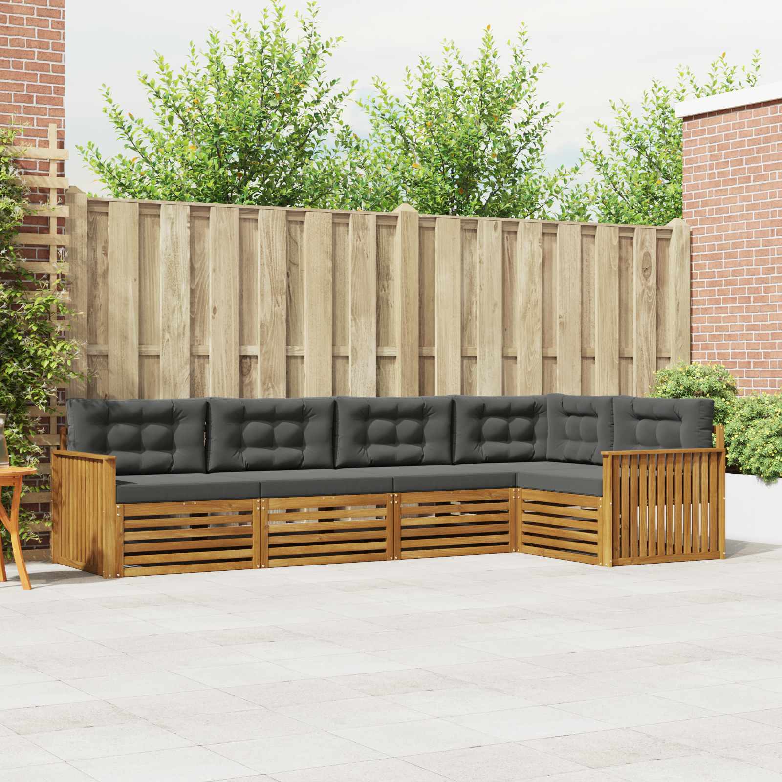 Outdoor-Sofagarnitur mit Kissen 5 pcs Natur und Anthrazit