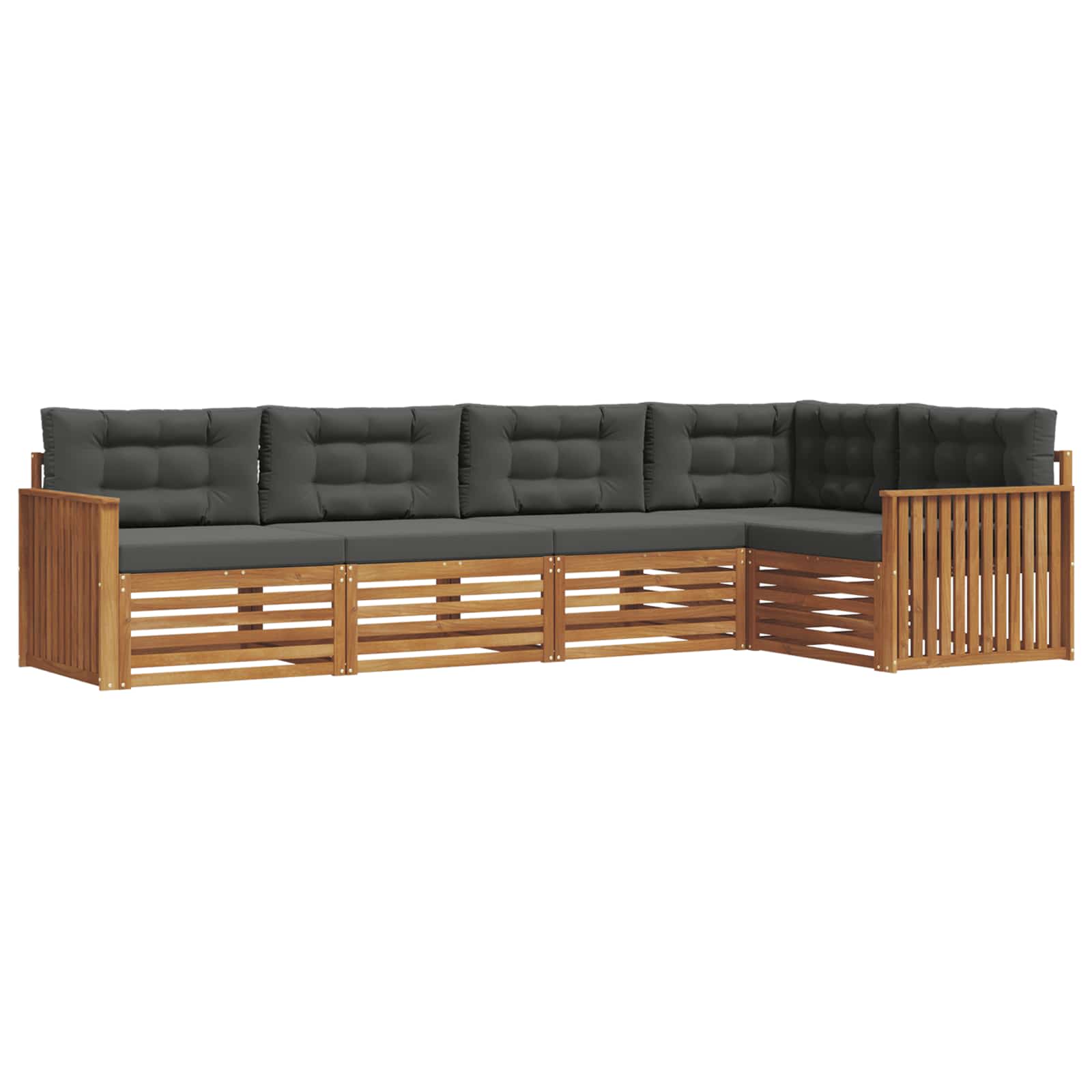 Outdoor-Sofagarnitur mit Kissen 5 pcs Natur und Anthrazit