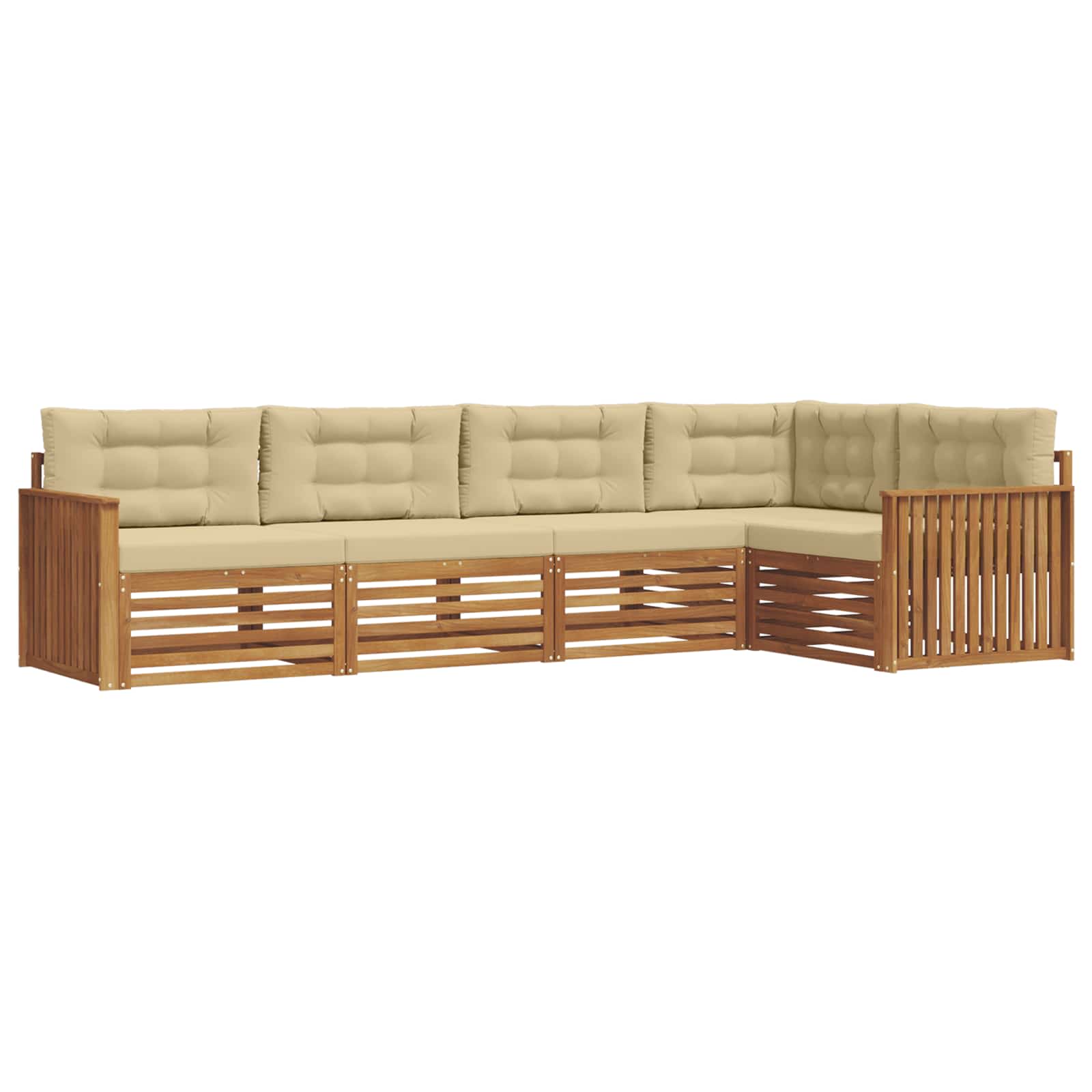 Outdoor-Sofagarnitur mit Kissen 5 pcs Natur und Beige