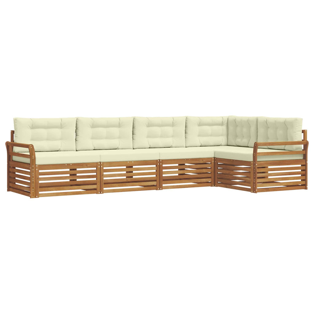 Outdoor-Sofagarnitur mit Kissen 5 pcs Natur und Creme