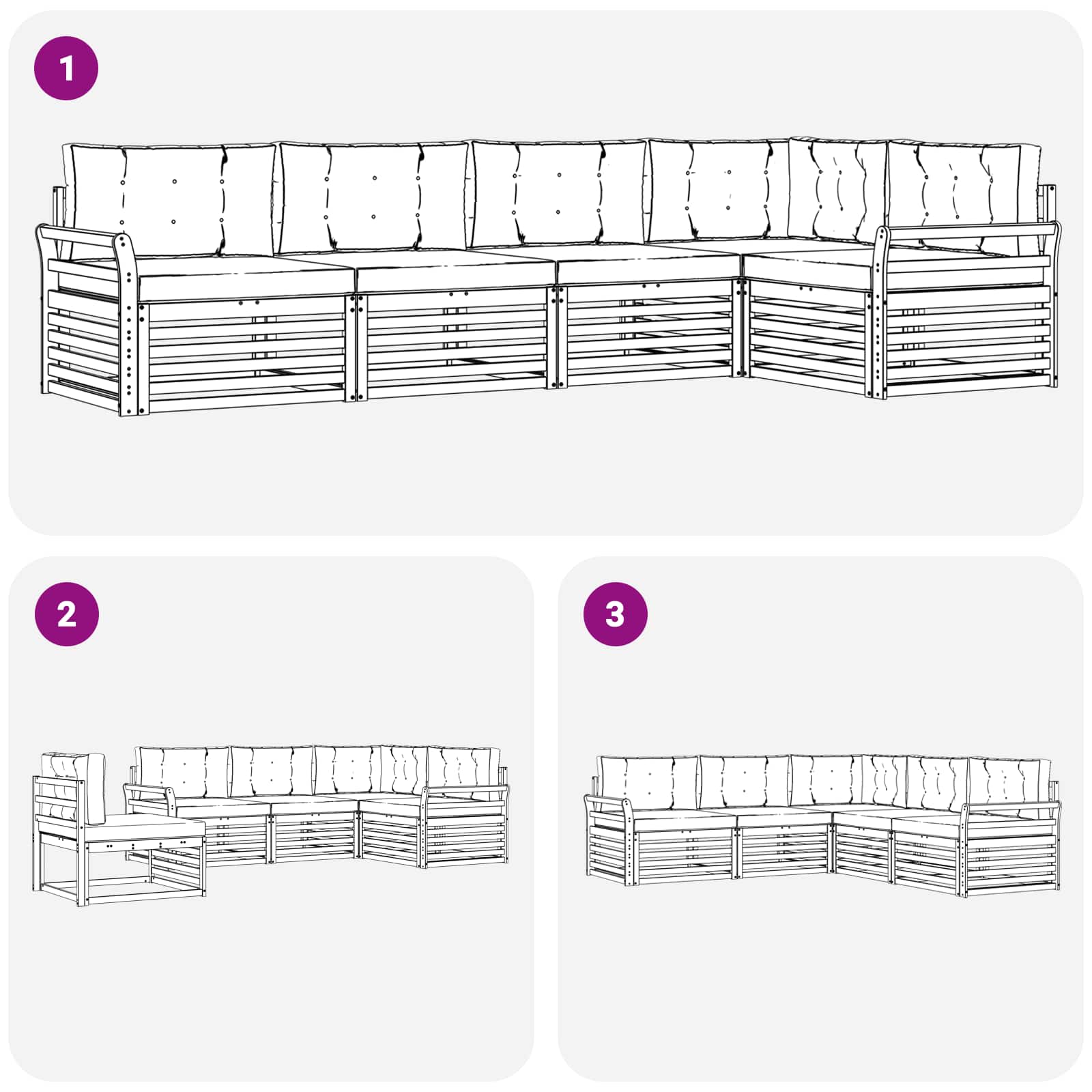 Outdoor-Sofagarnitur mit Kissen 5 pcs Natur und Creme