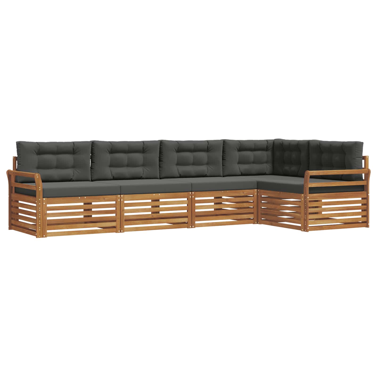 Outdoor-Sofagarnitur mit Kissen 5 pcs Natur und Anthrazit
