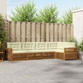 Outdoor-Sofagarnitur mit Kissen 5 pcs Natur und Creme