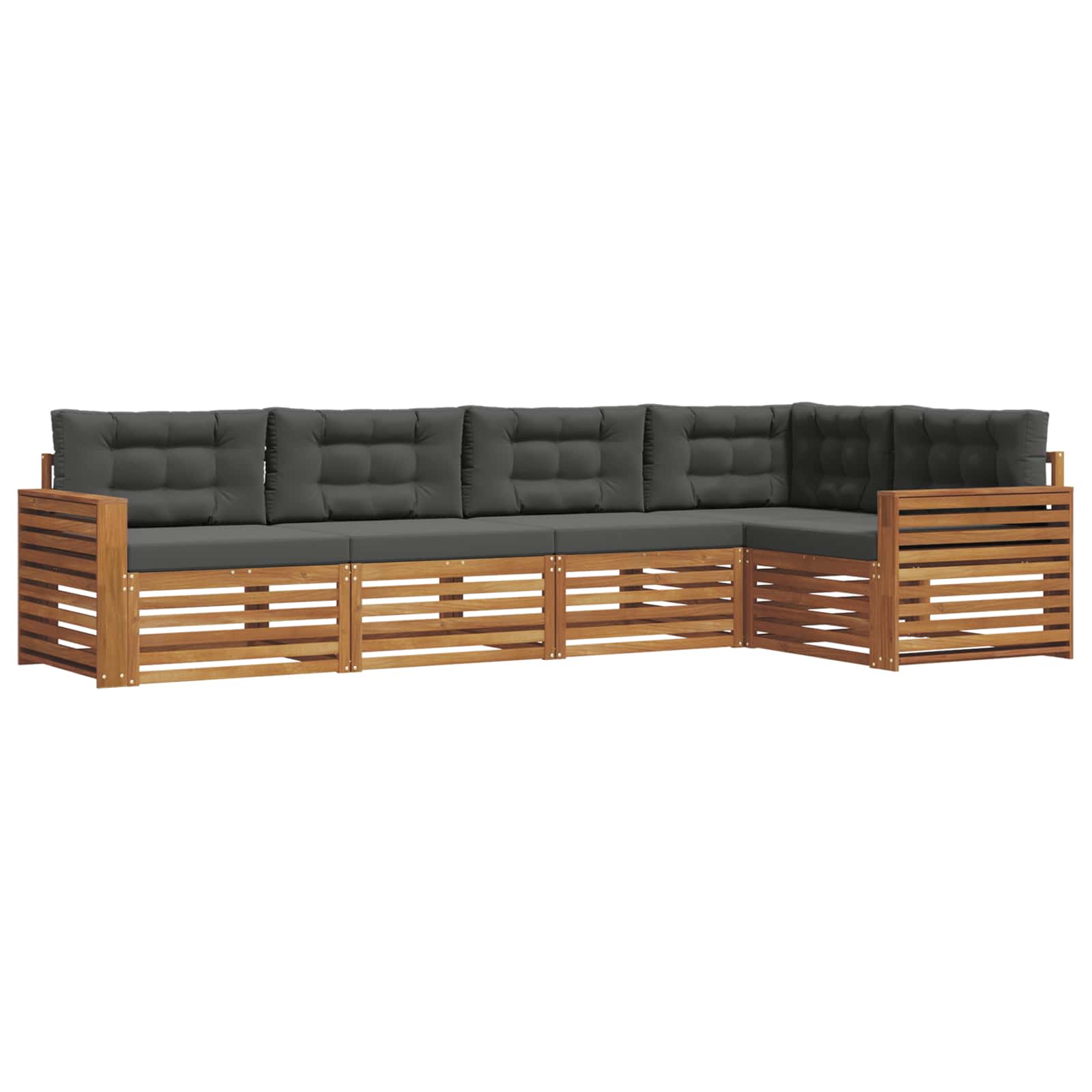 Outdoor-Sofagarnitur mit Kissen 5 pcs Natur und Anthrazit
