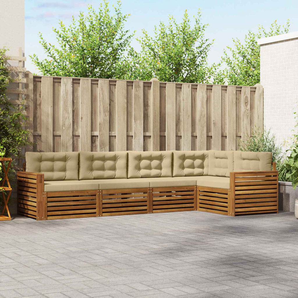 Outdoor-Sofagarnitur mit Kissen 5 pcs Natur und Beige
