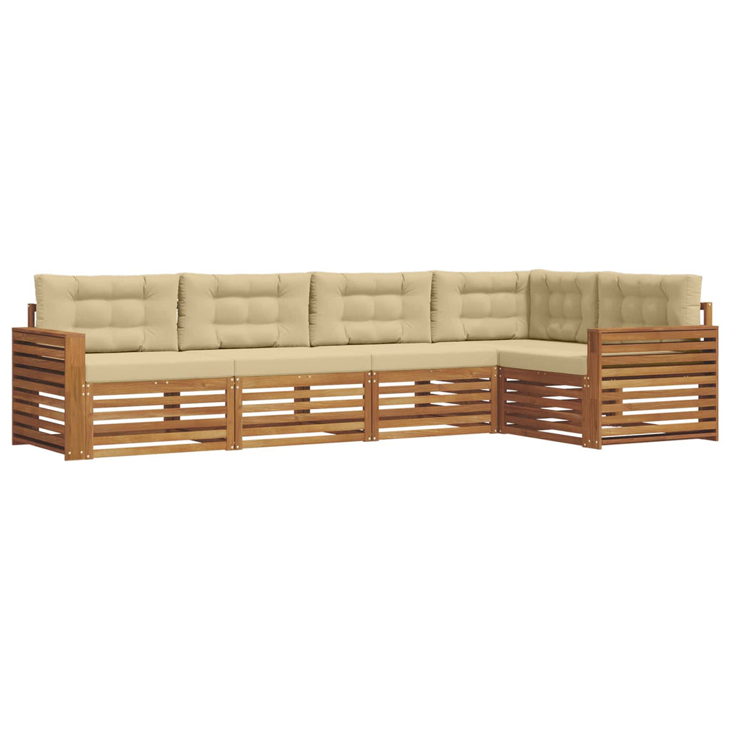 Outdoor-Sofagarnitur mit Kissen 5 pcs Natur und Beige