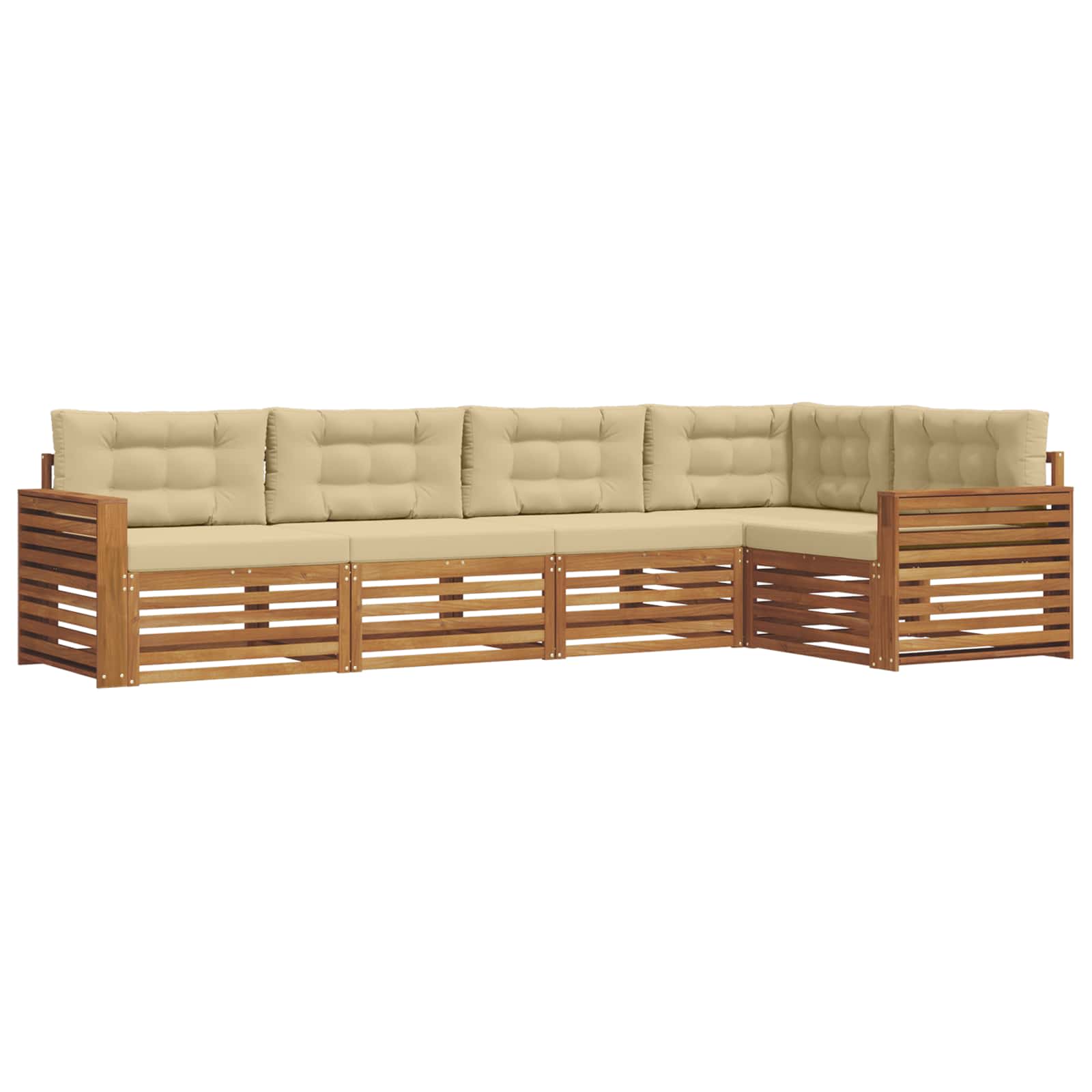 Outdoor-Sofagarnitur mit Kissen 5 pcs Natur und Beige