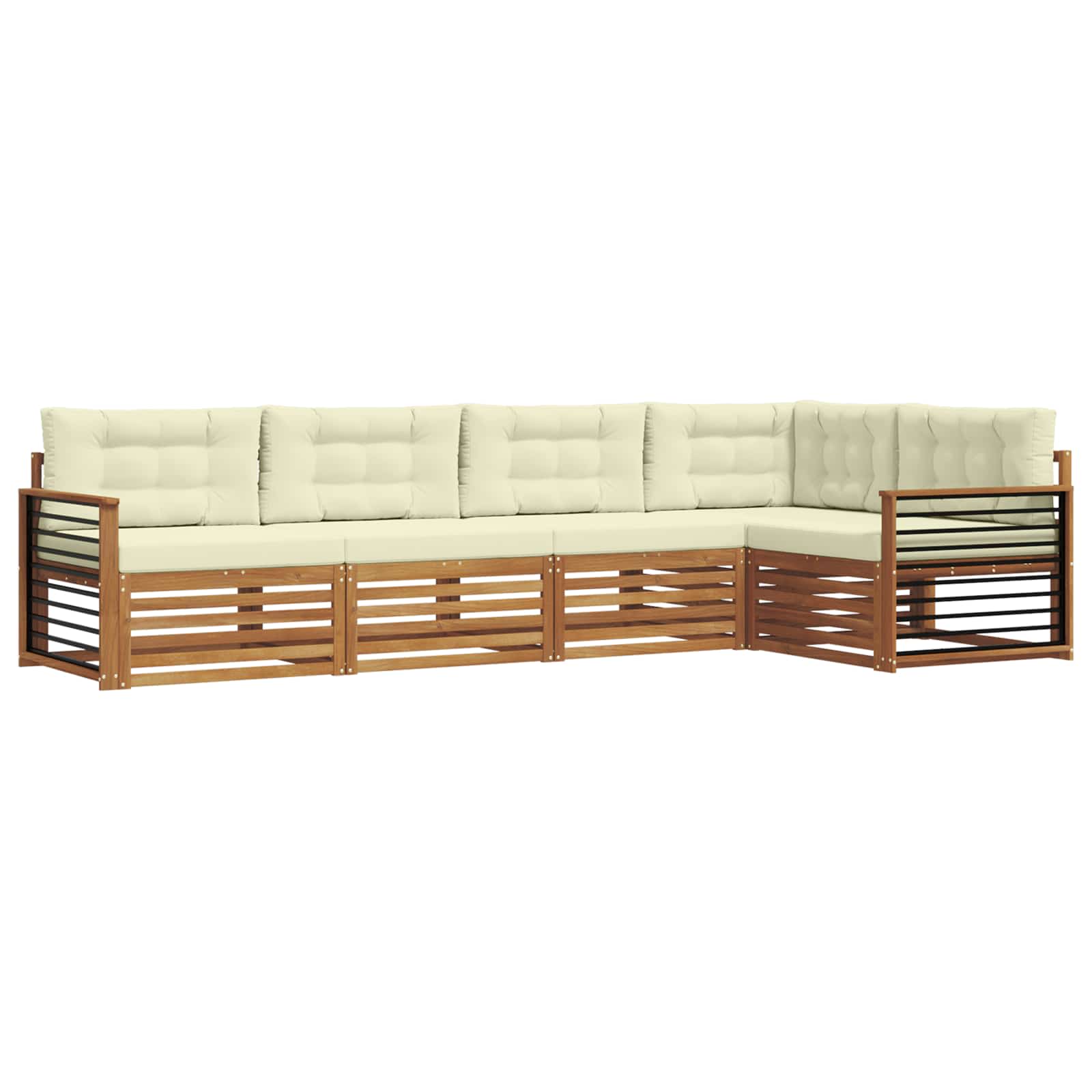 Outdoor-Sofagarnitur mit Kissen 5 pcs Natur und Creme