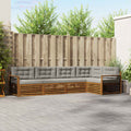 Outdoor-Sofagarnitur mit Kissen 5 pcs Natürlich und Hellgrau