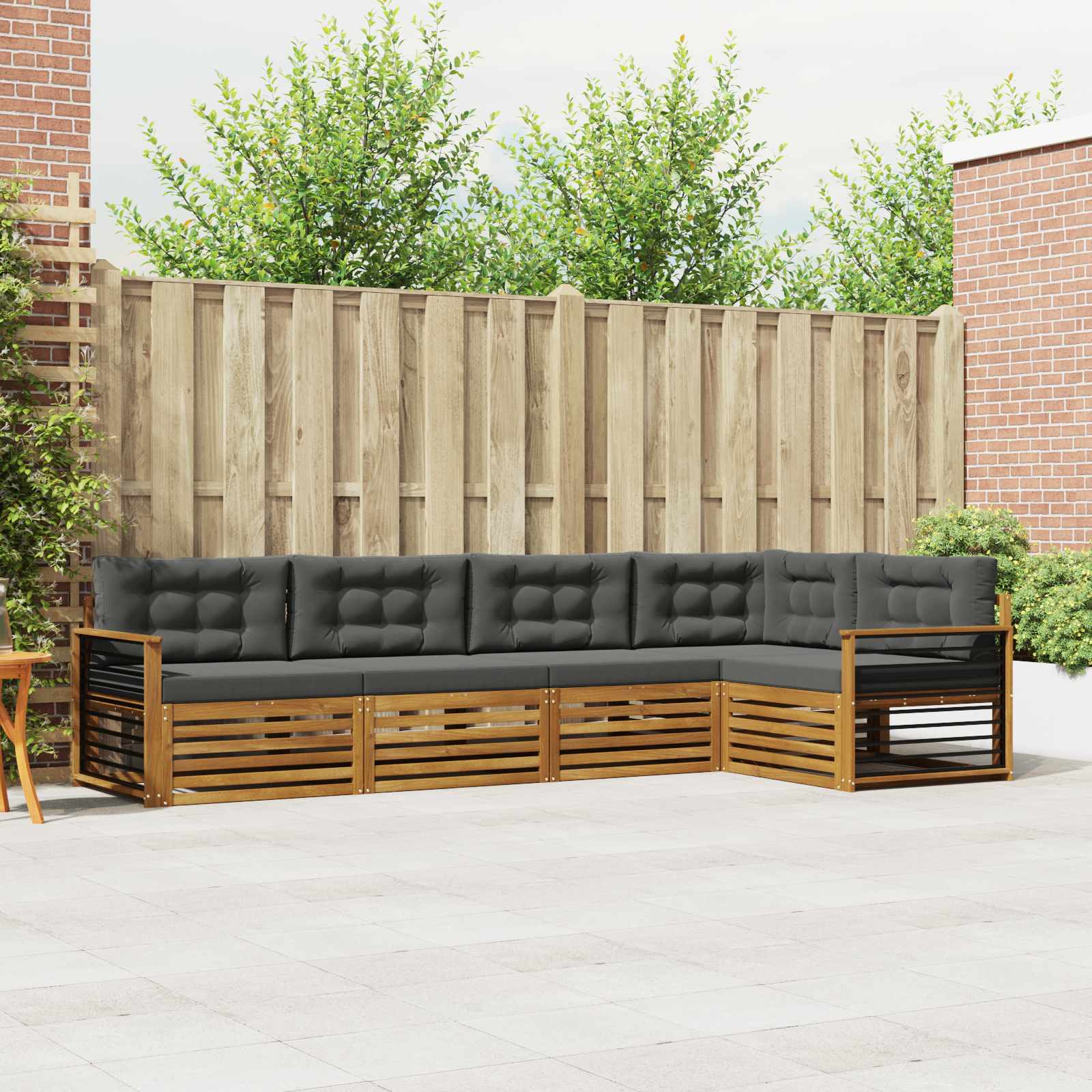 Outdoor-Sofagarnitur mit Kissen 5 pcs Natur und Anthrazit