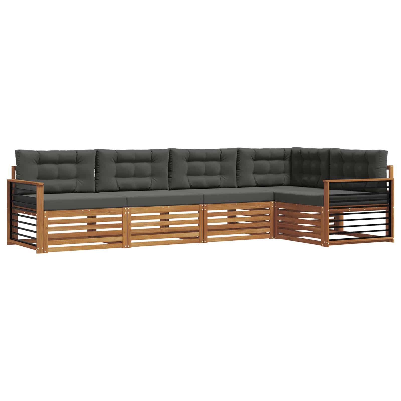Outdoor-Sofagarnitur mit Kissen 5 pcs Natur und Anthrazit