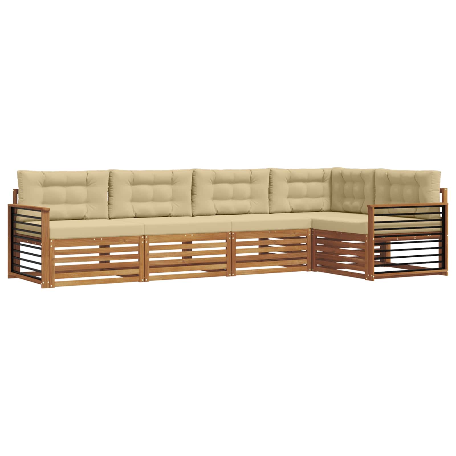 Outdoor-Sofagarnitur mit Kissen 5 pcs Natur und Beige