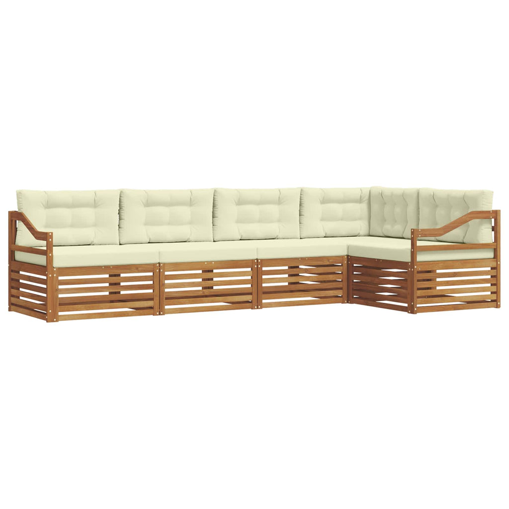 Outdoor-Sofagarnitur mit Kissen 5 pcs Natur und Creme