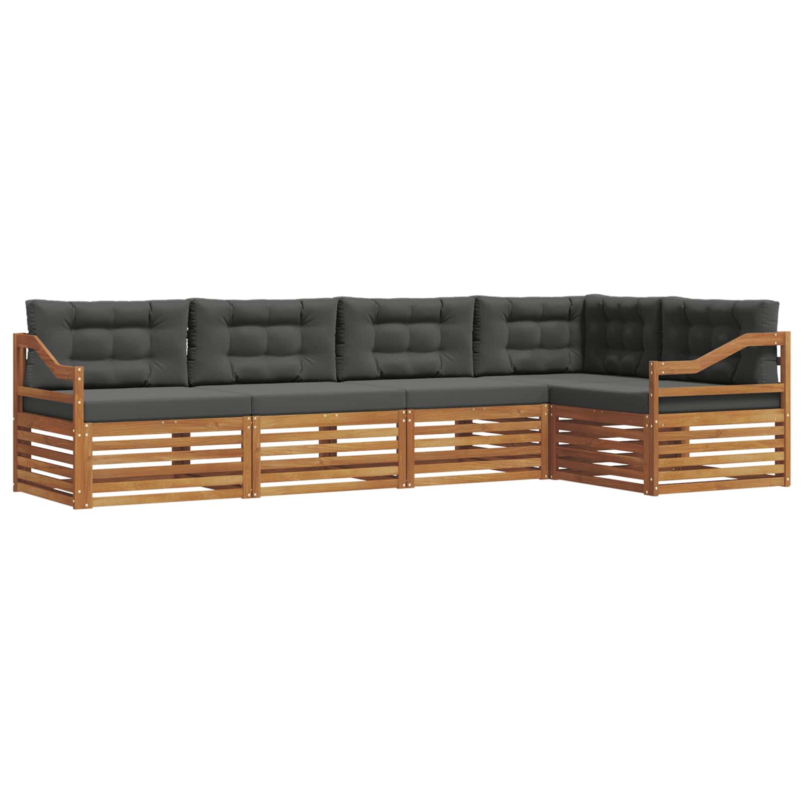 Outdoor-Sofagarnitur mit Kissen 5 pcs Natur und Anthrazit