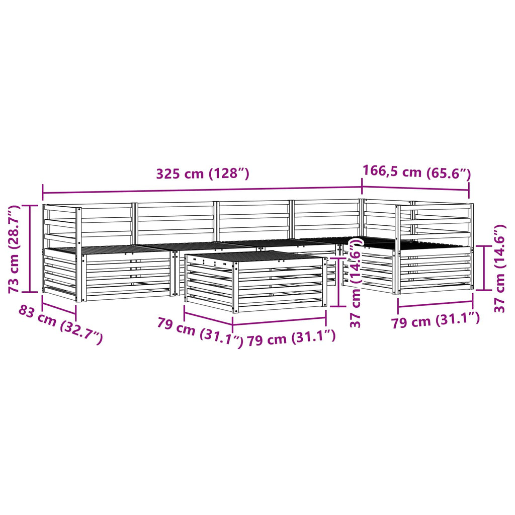 Outdoor-Sofagarnitur 6 pcs Natur