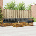 Outdoor-Sofagarnitur mit Kissen 6 pcs Natur und Anthrazit