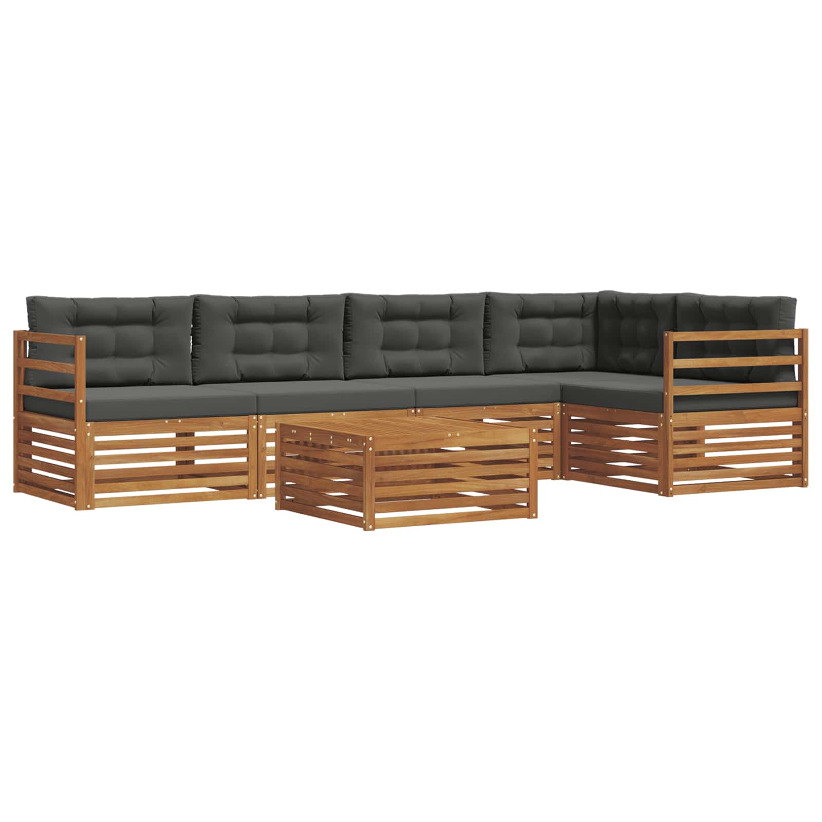 Outdoor-Sofagarnitur mit Kissen 6 pcs Natur und Anthrazit
