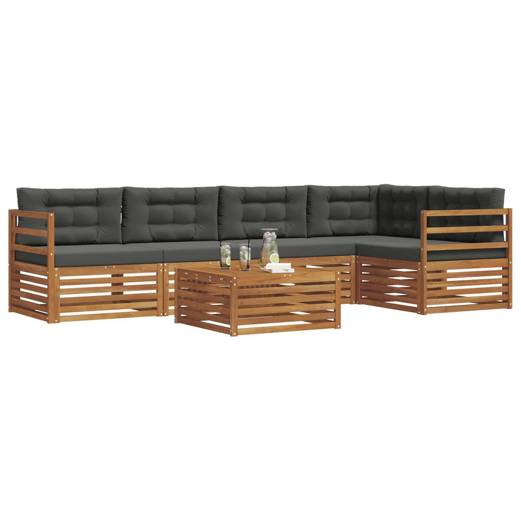 Outdoor-Sofagarnitur mit Kissen 6 pcs Natur und Anthrazit