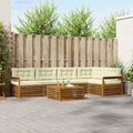 Outdoor-Sofagarnitur mit Kissen 6 pcs Natur und Creme