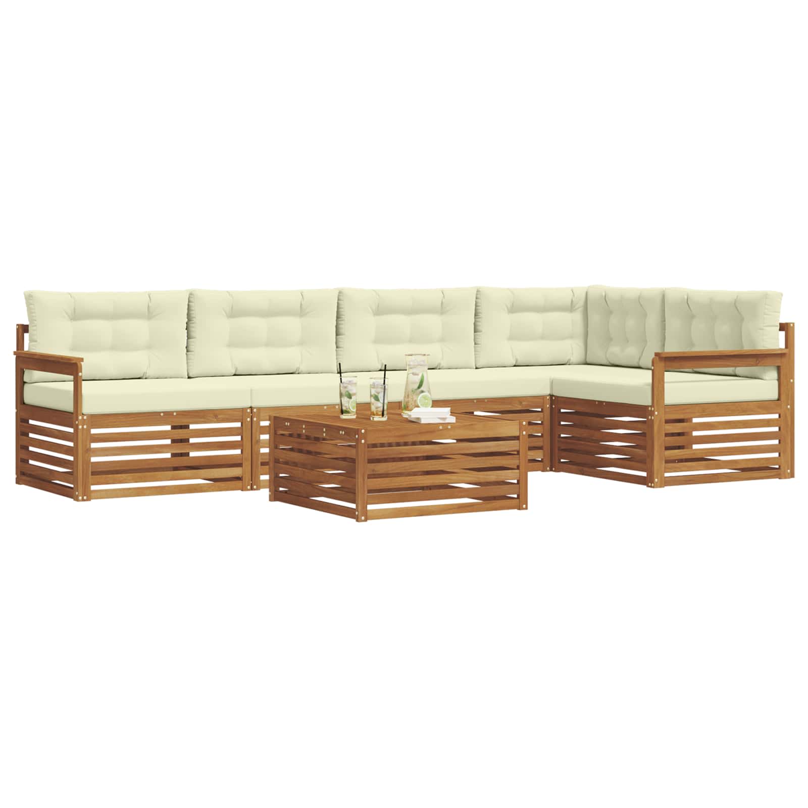 Outdoor-Sofagarnitur mit Kissen 6 pcs Natur und Creme