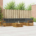 Outdoor-Sofagarnitur mit Kissen 6 pcs Natur und Anthrazit