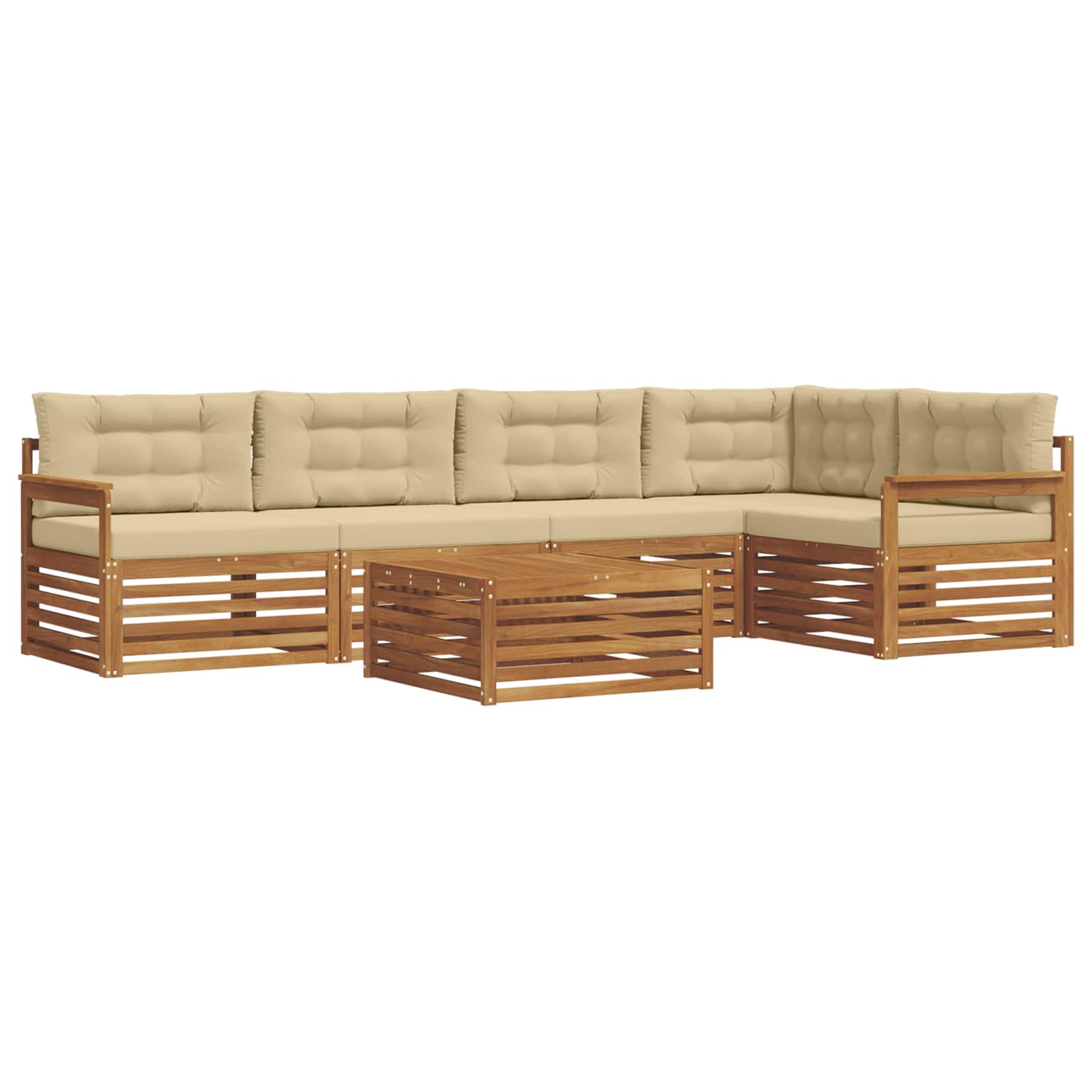 Outdoor-Sofagarnitur mit Kissen 6 pcs Natur und Beige