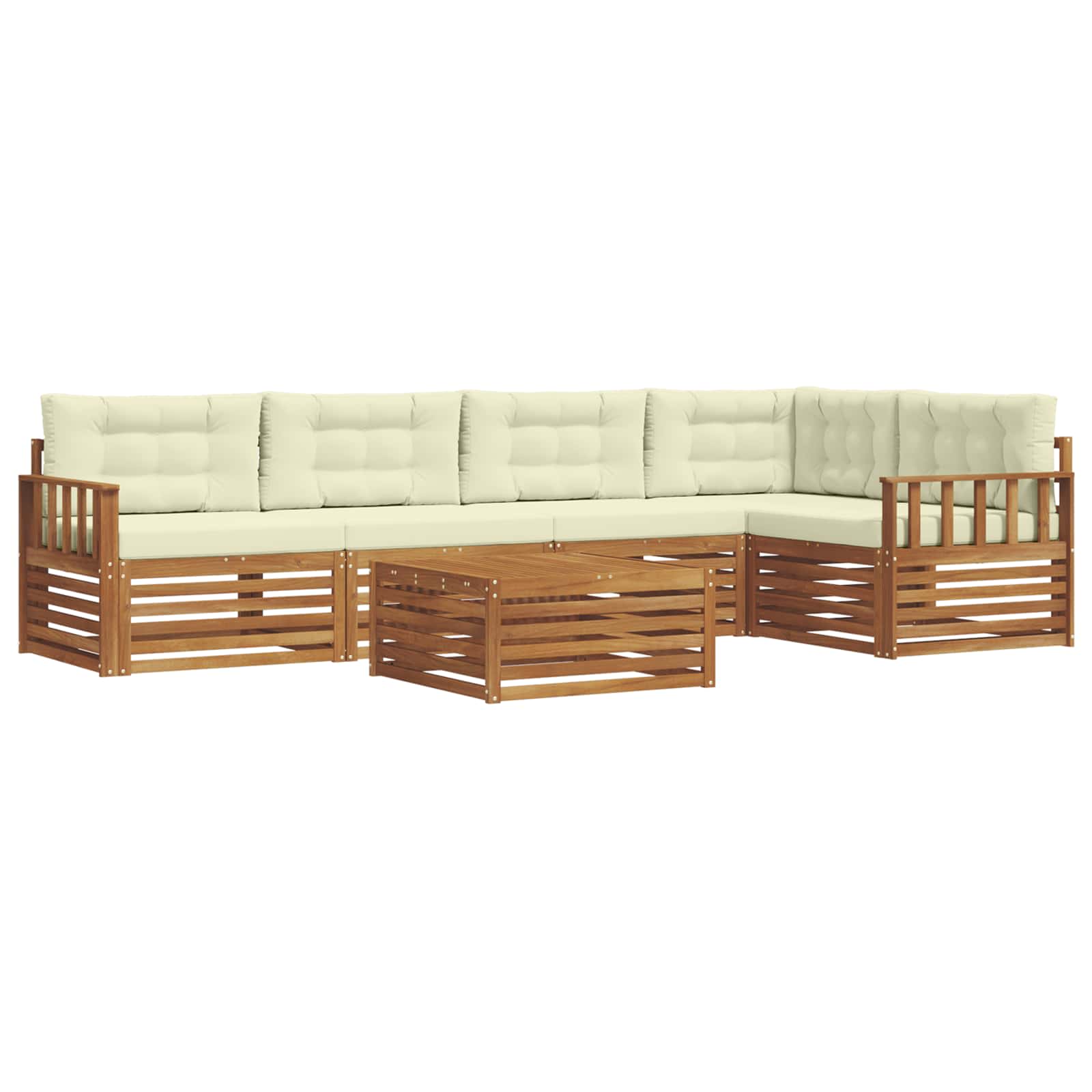 Outdoor-Sofagarnitur mit Kissen 6 pcs Natur und Creme