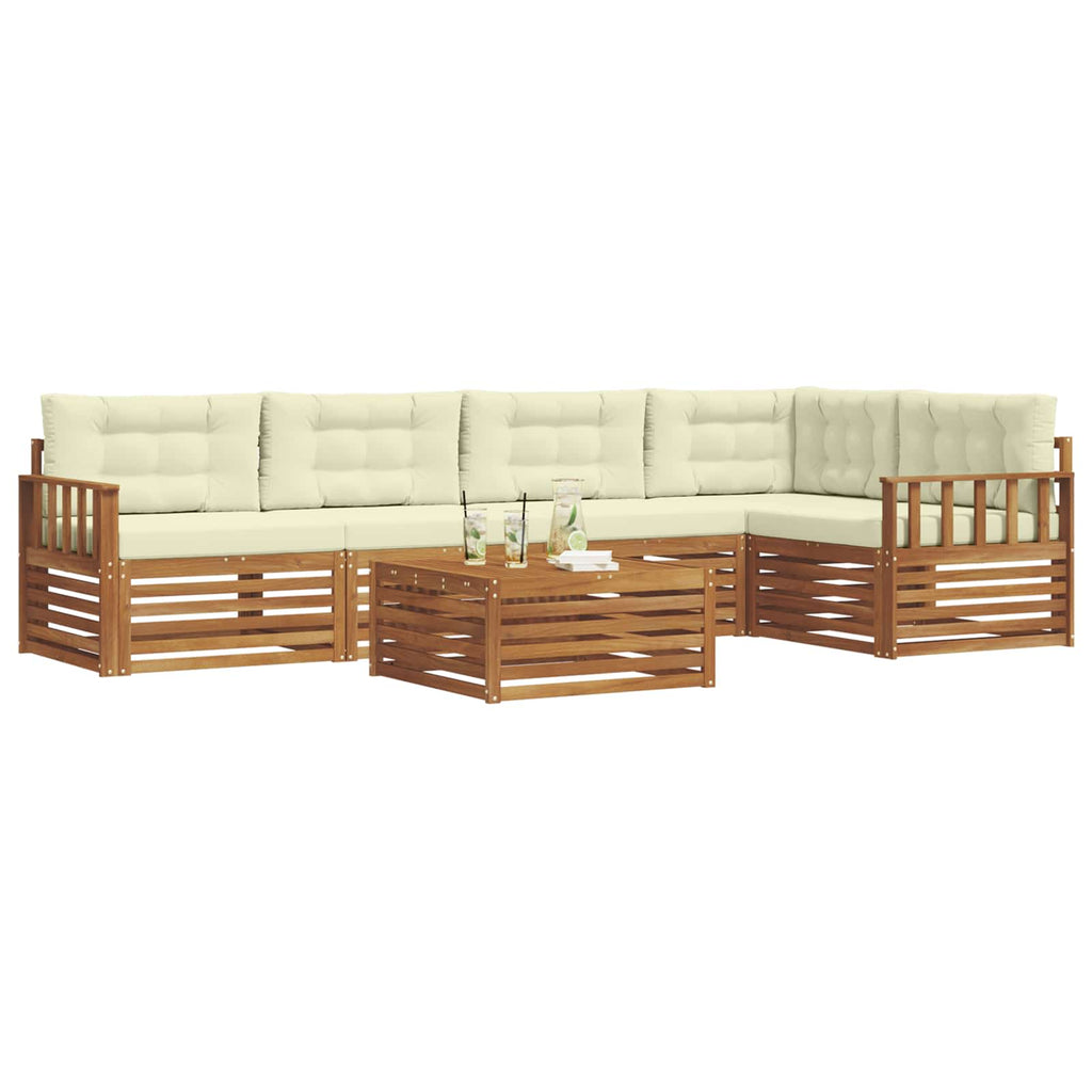 Outdoor-Sofagarnitur mit Kissen 6 pcs Natur und Creme