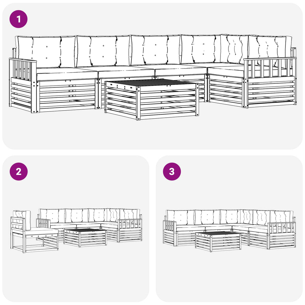 Outdoor-Sofagarnitur mit Kissen 6 pcs Natur und Creme