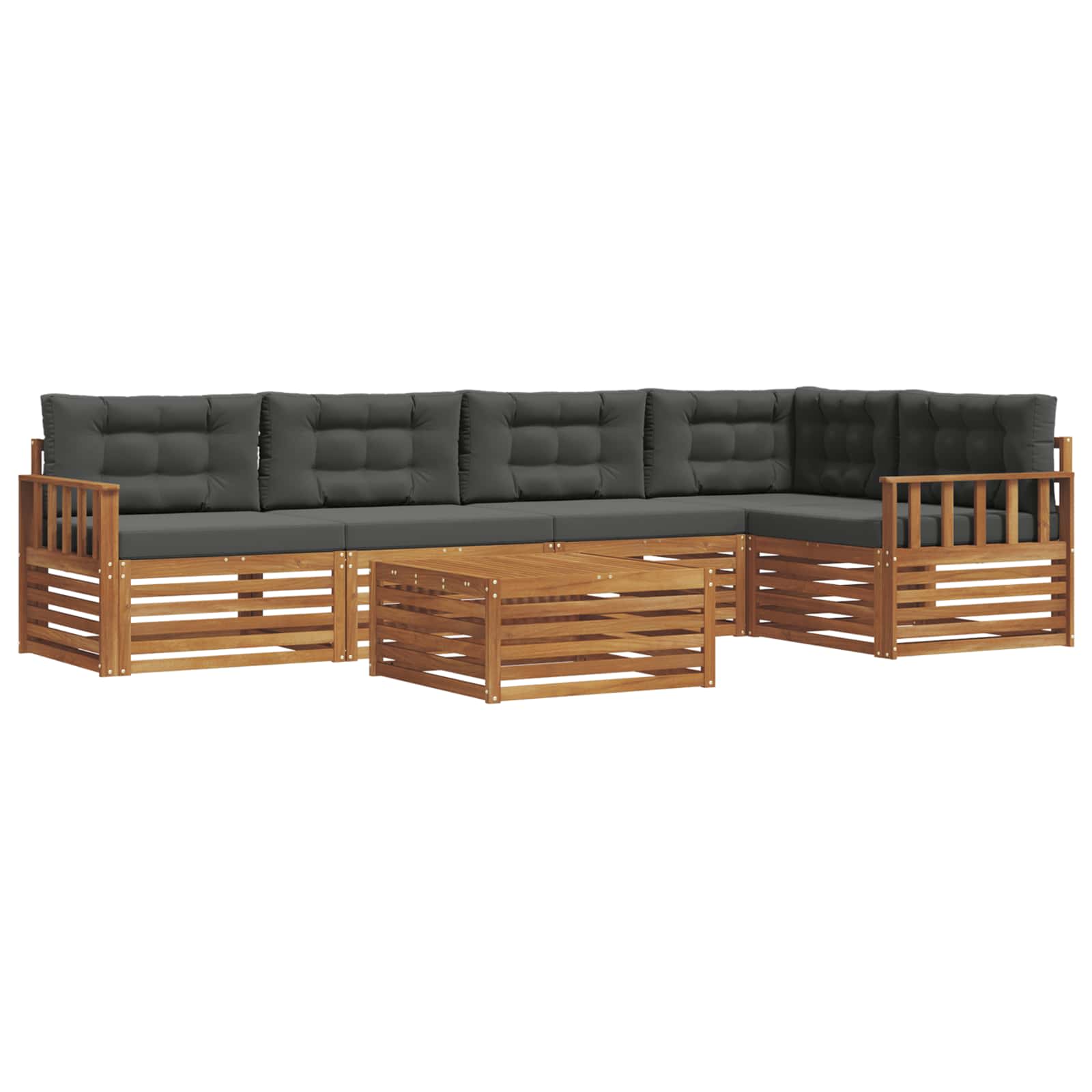 Outdoor-Sofagarnitur mit Kissen 6 pcs Natur und Anthrazit