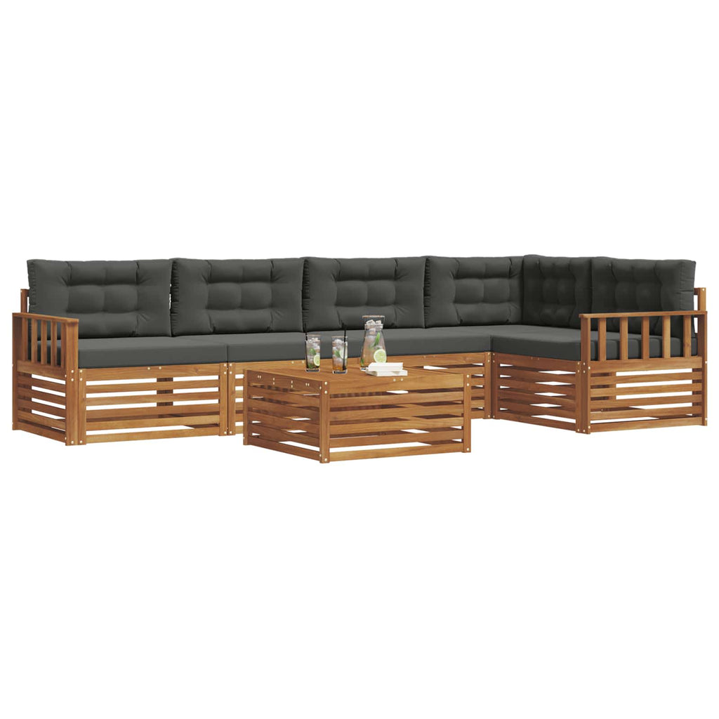 Outdoor-Sofagarnitur mit Kissen 6 pcs Natur und Anthrazit