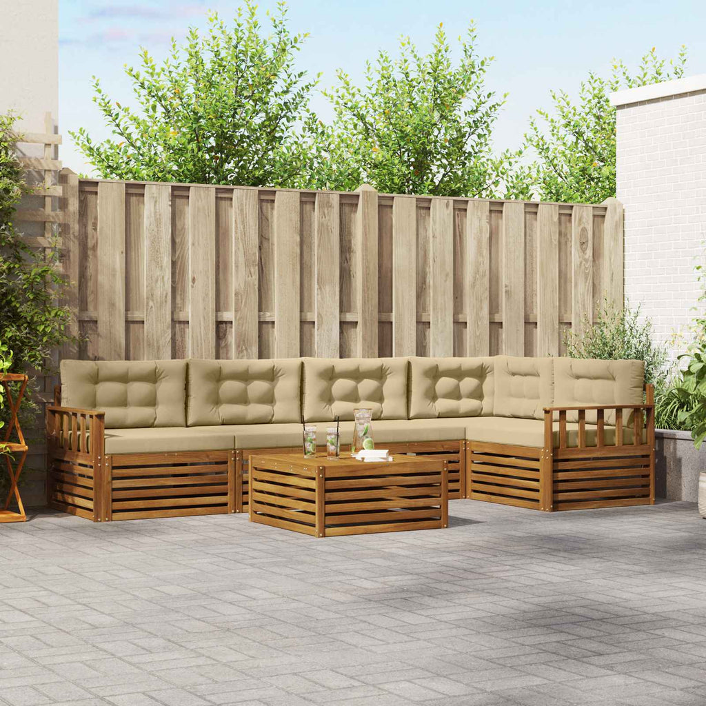 Outdoor-Sofagarnitur mit Kissen 6 pcs Natur und Beige