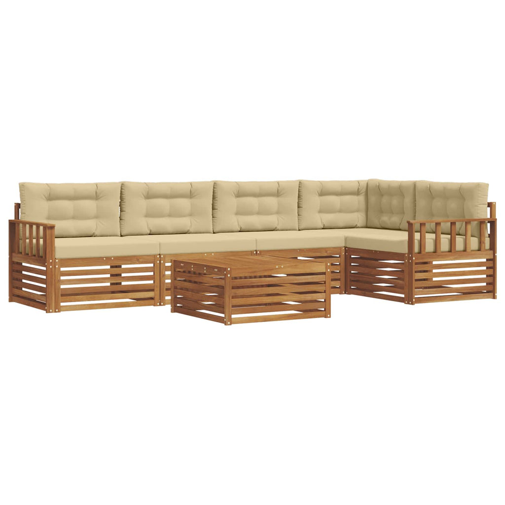 Outdoor-Sofagarnitur mit Kissen 6 pcs Natur und Beige
